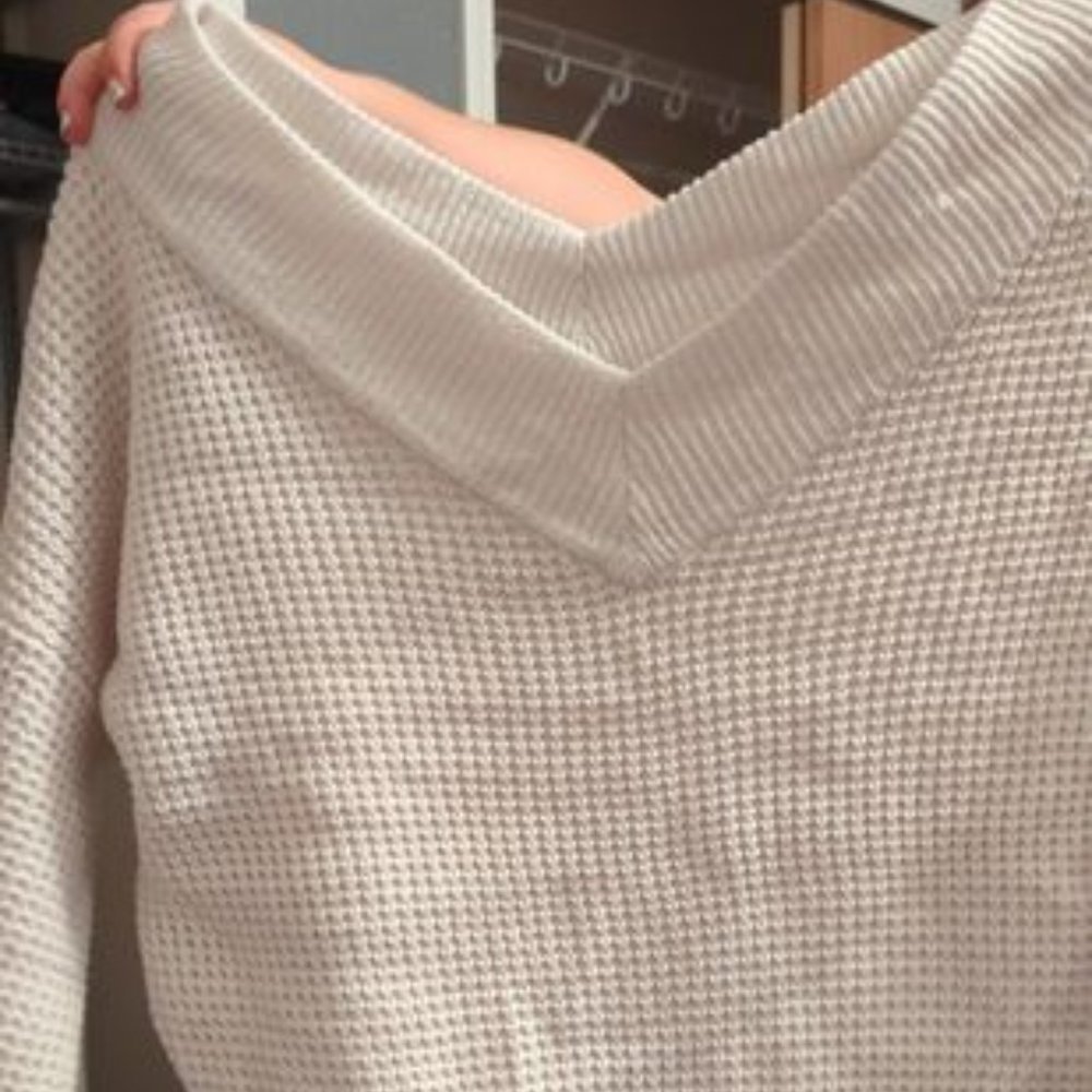Zenana Large Ivory Off the Shoulder Sweater